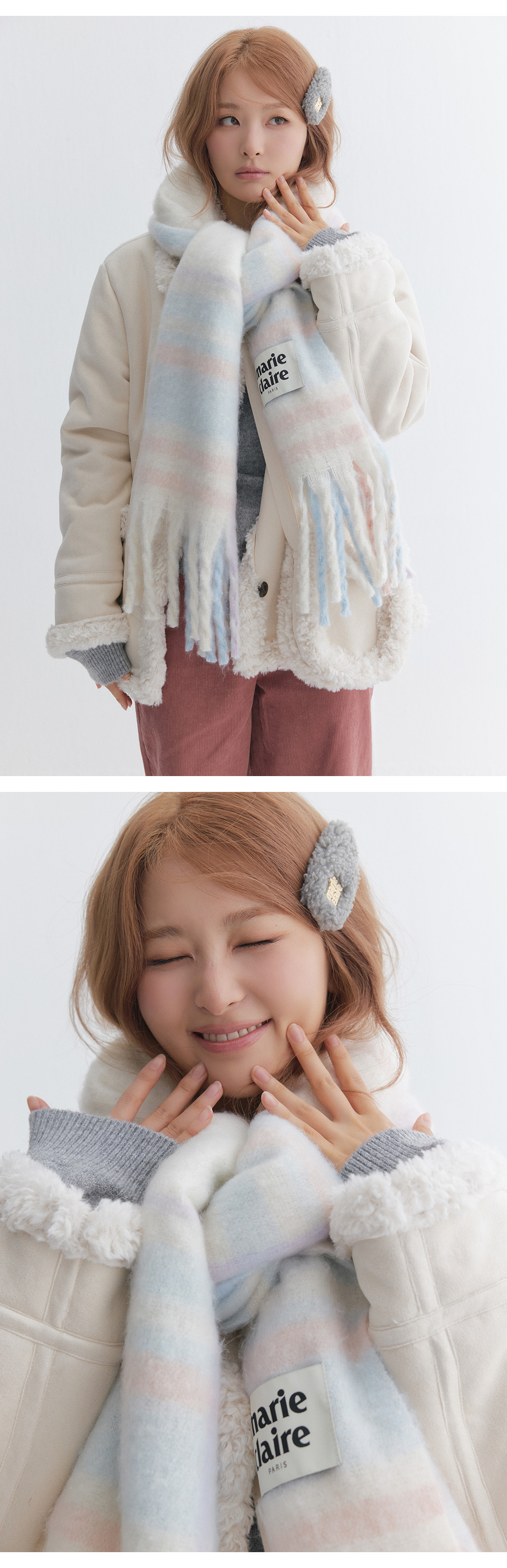 CHECK BRUSHED KNIT MUFFLER #SEULGI同款! 